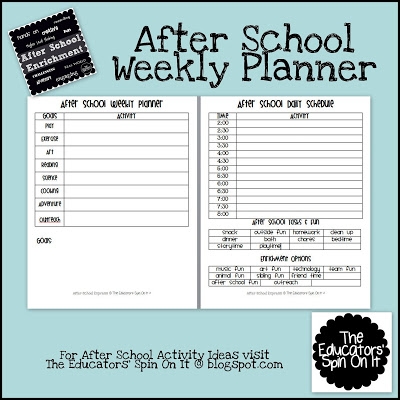 After School Weekly Planner The Educators 39 Spin On It