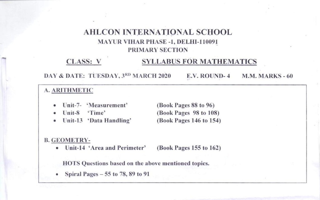 AHLCON PRIMARY DATE SHEET