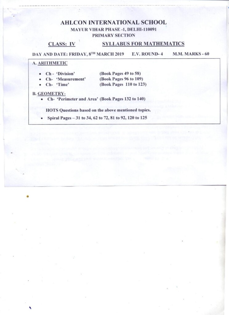 AHLCON PRIMARY DATE SHEET