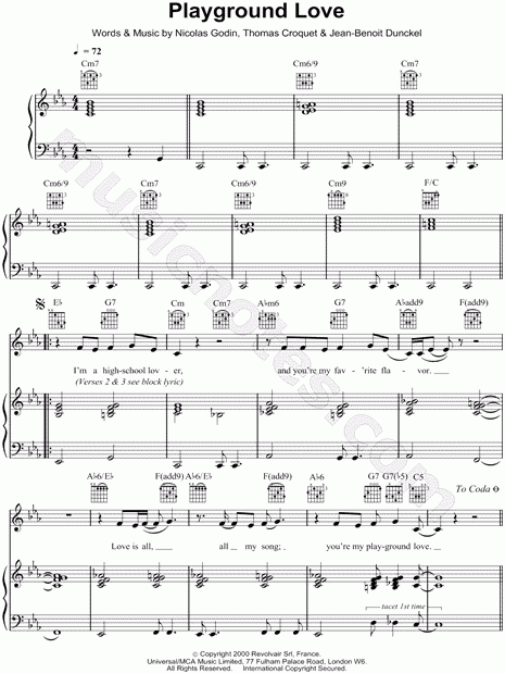 Air quot Playground Love quot Sheet Music In Eb Major Download Print SKU 