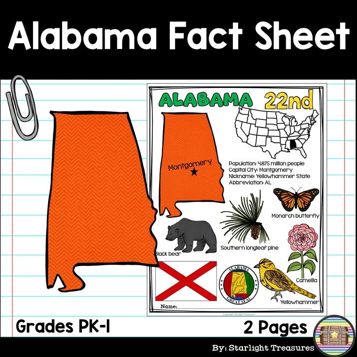 Alabama Fact Sheet For Early Readers A State Study Fact Sheet 