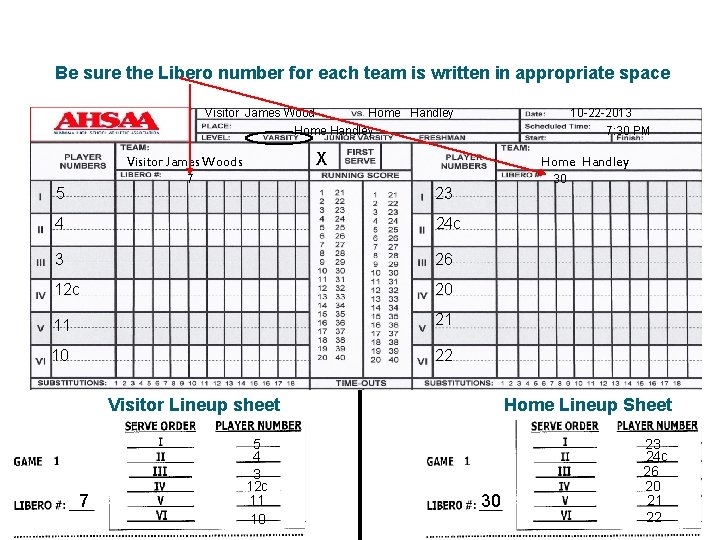 ALABAMA HIGH SCHOOL Volleyball Scoresheet Guide Left Click