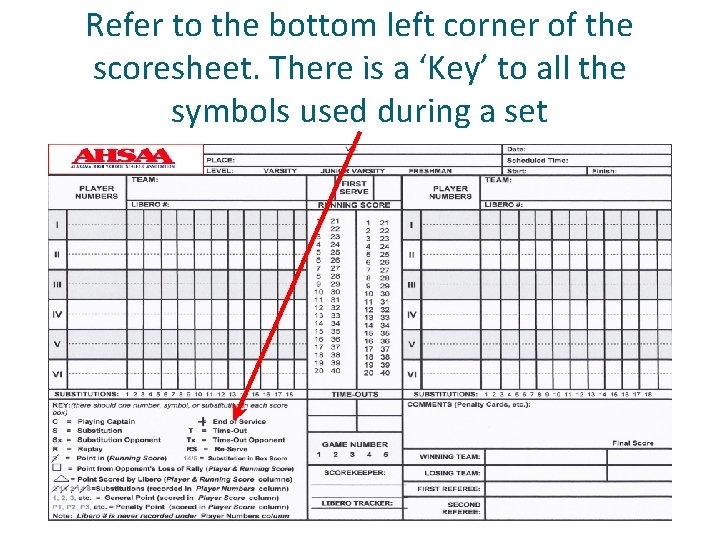 ALABAMA HIGH SCHOOL Volleyball Scoresheet Guide Left Click