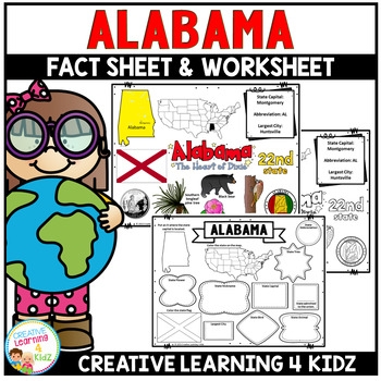 Alabama State Fact Sheet Worksheet By Creative Learning 4 Kidz