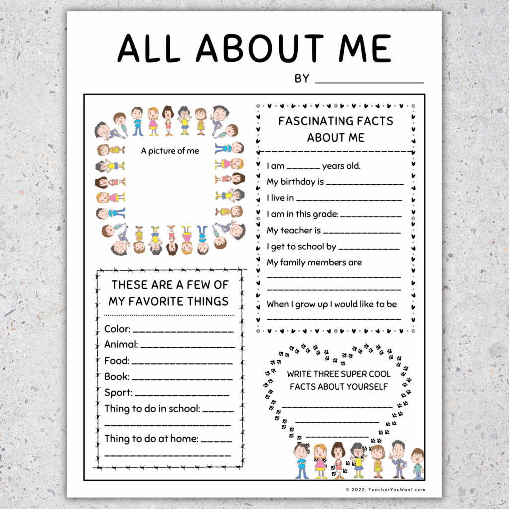 All About Me Back To School Getting To Know You Activities Fun First 