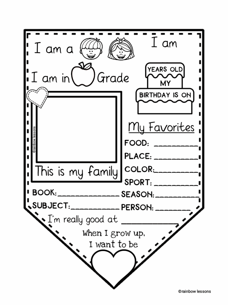 All About Me Craft Back To School Activities All About Me Worksheet 