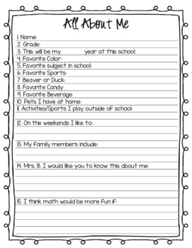 All About Me Middle School Edition EDITABLE By Math W Mrs B TPT