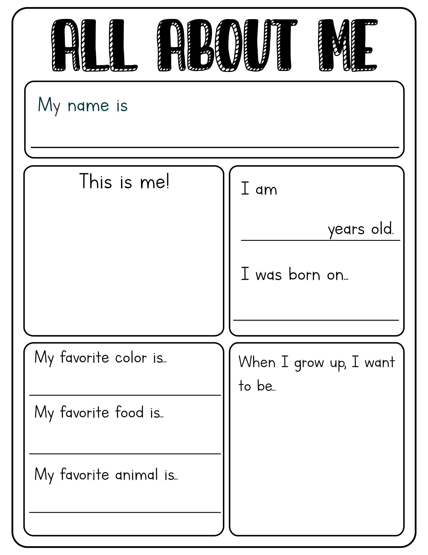 All About Me Printable Worksheet Free Printable Templates