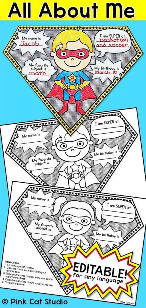 All About Me Superhero Pennants Perfect For The First Day Of School 
