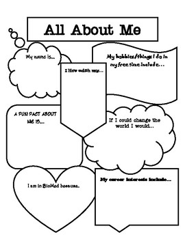 All About Me Worksheet Middle School Printable Sheet Education