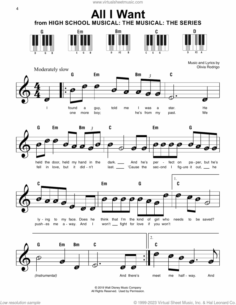 All I Want from High School Musical The Musical The Series Sheet 