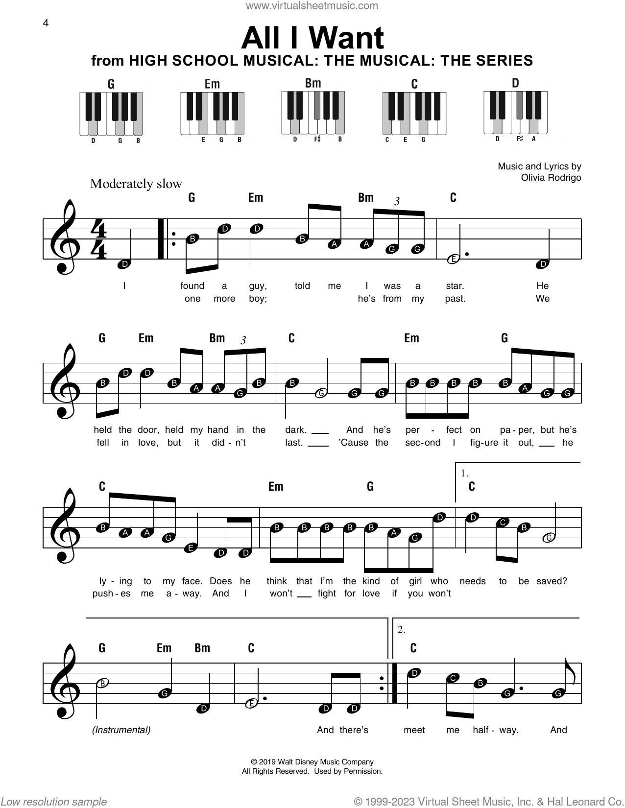 All I Want from High School Musical The Musical The Series Sheet