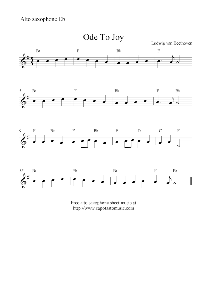 Alto Saxophone Sheet Music For Beginners