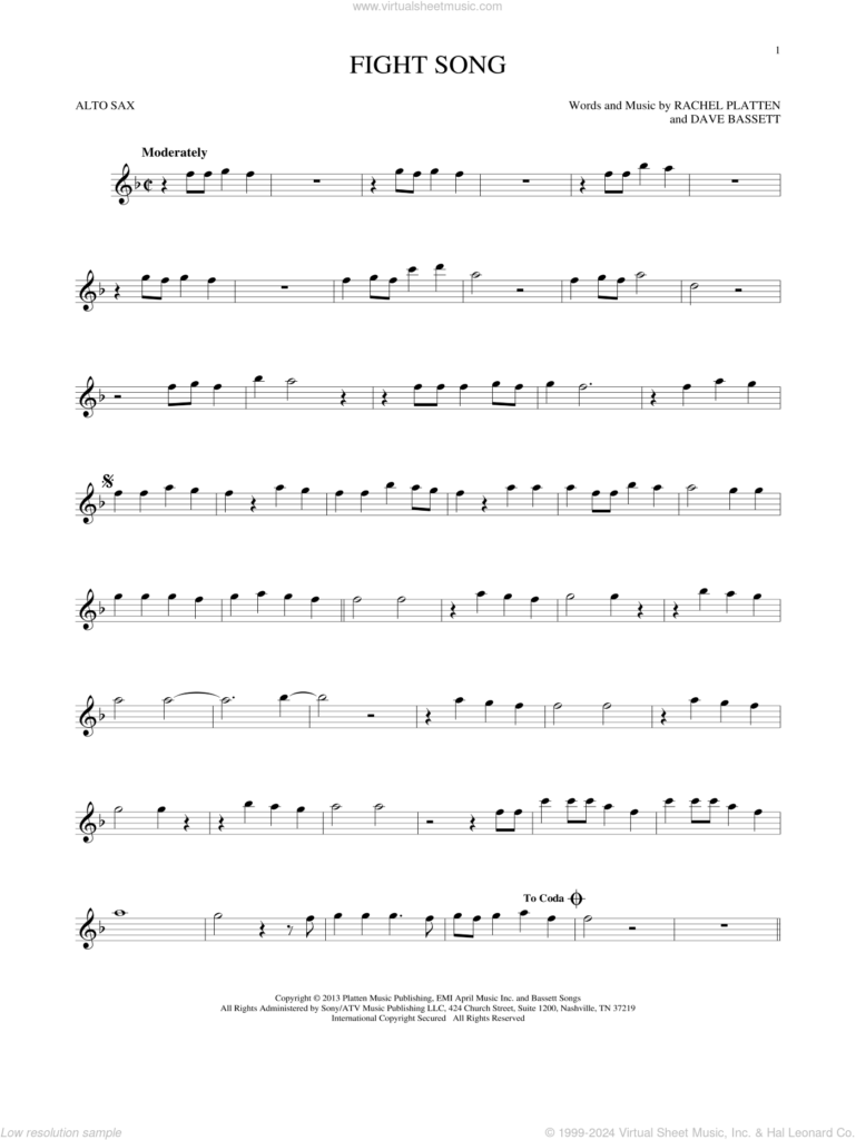 Alto Saxophone Sheet Music Popular Songs