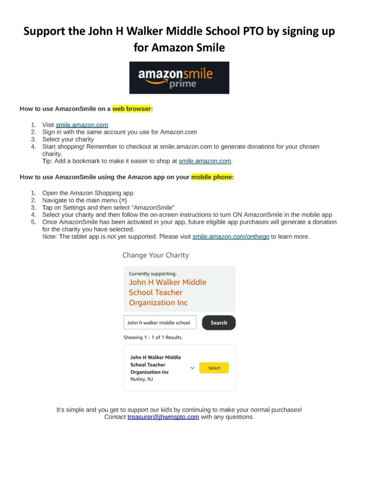 Amazon Smile Nutley Public School District