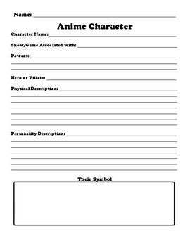 Anime quot Create Your Own Character quot Worksheet By Northeast Education