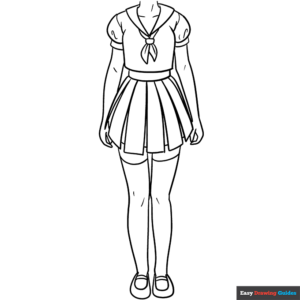 Anime School Girl Uniform Coloring Page Easy Drawing Guides