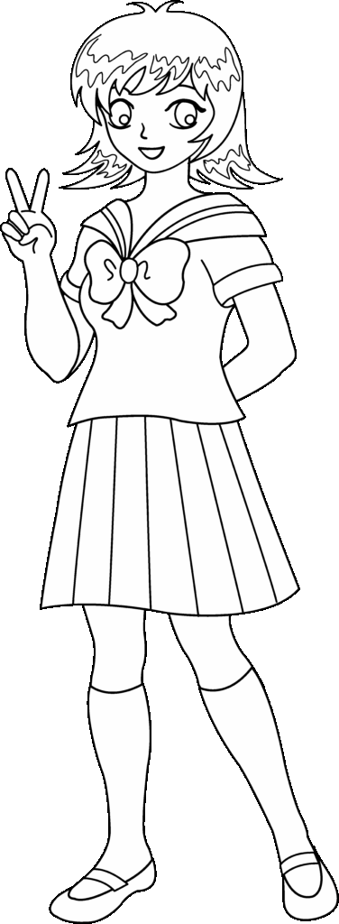 Anime School Girl Uniform Coloring Pages