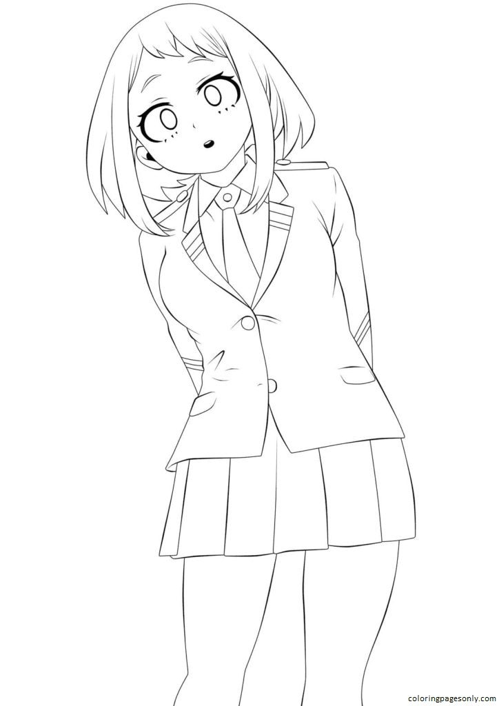 Anime School Girl Uniform Coloring Pages