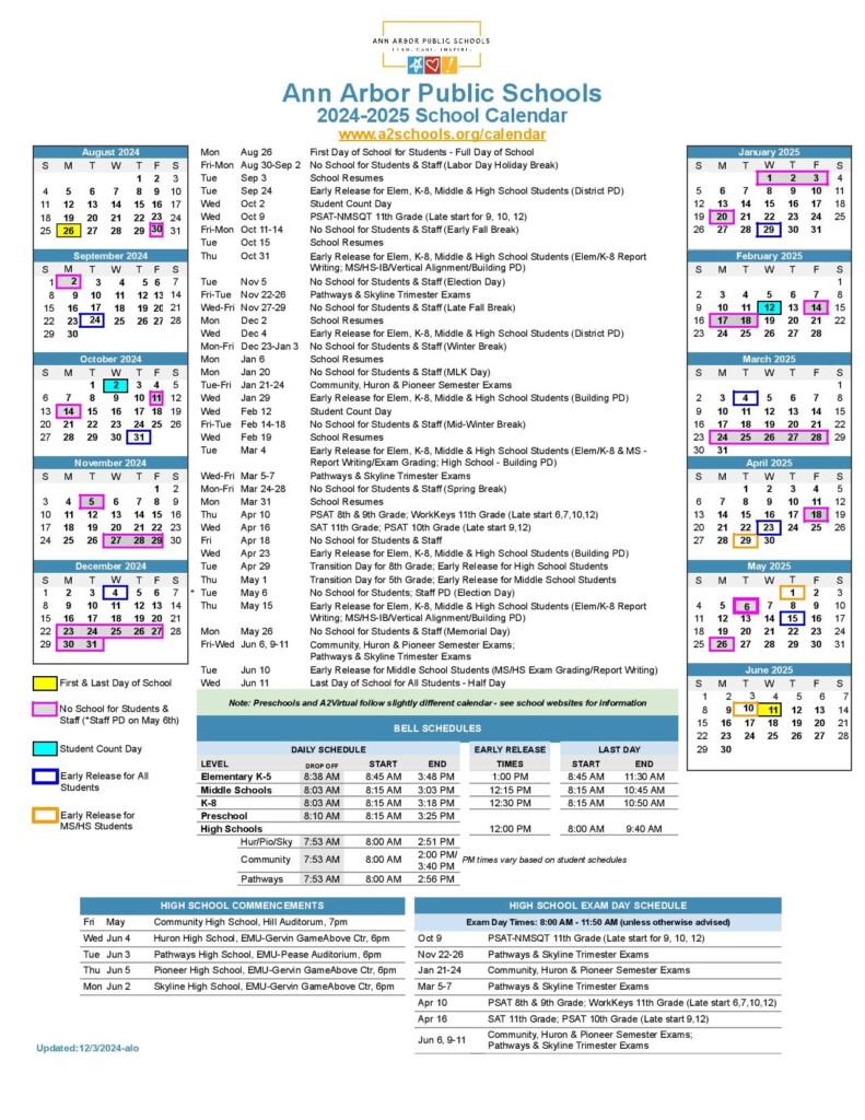 Ann Arbor Public Schools Calendar 2025 In PDF Download Now
