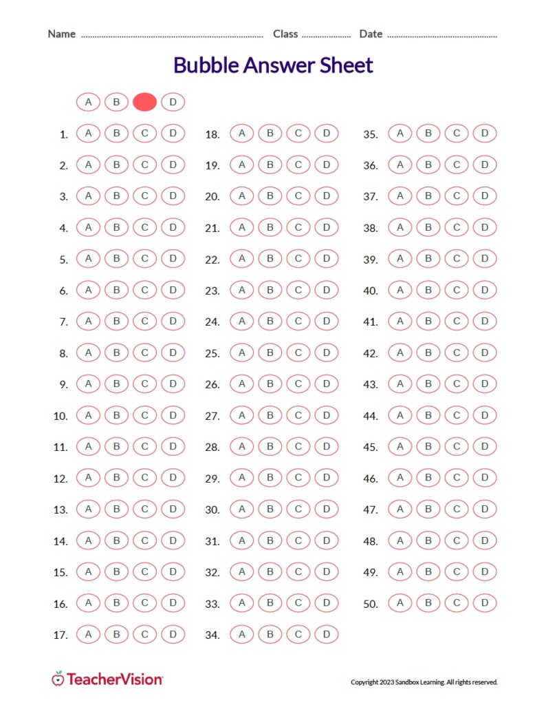 Answer Sheet Pdf