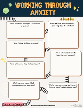 Anxiety Worksheet Kids Children Fillable PDF Therapy Worksheet School 