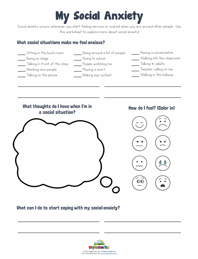 Anxiety Worksheets For Children Printable