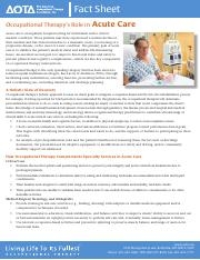 AOTA Acute Care Fact Sheet pdf Fact Sheet Occupational Therapy 39 s 