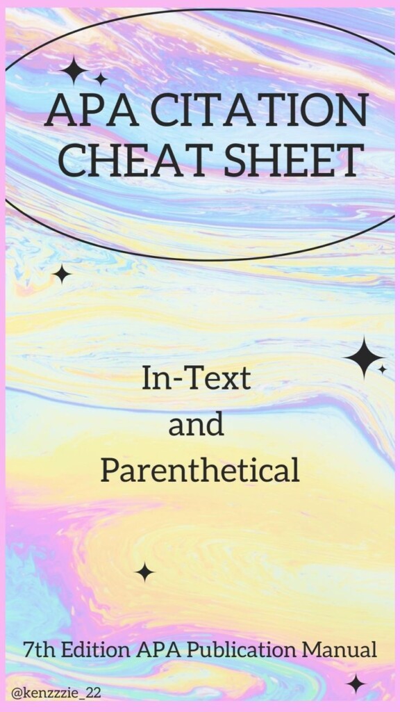 APA Citation Cheat Sheet In Text And Parenthetical Citations 