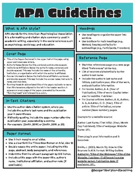 APA Format Cheat Sheet Print Go By Boogers Burps And Teaching