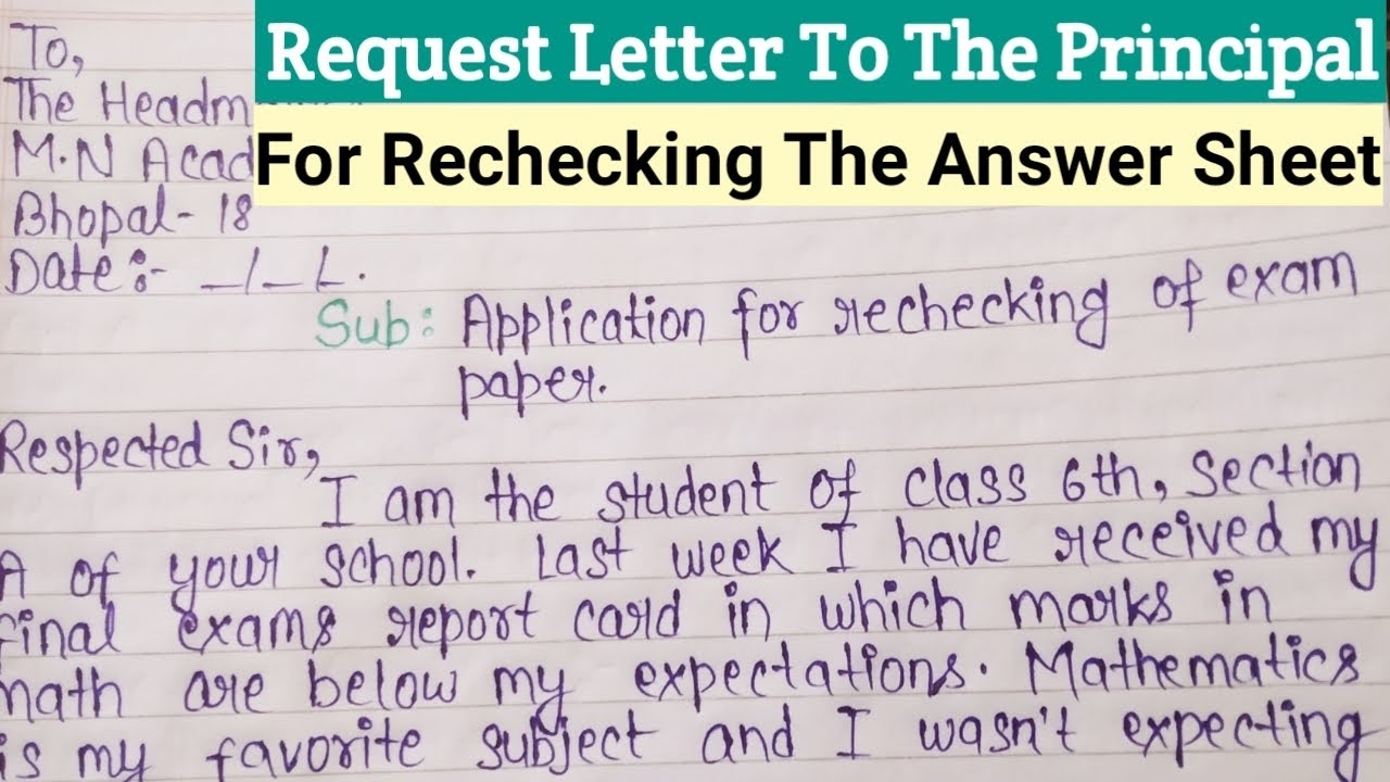 Application For Rechecking Exam Paper In English Request Letter For