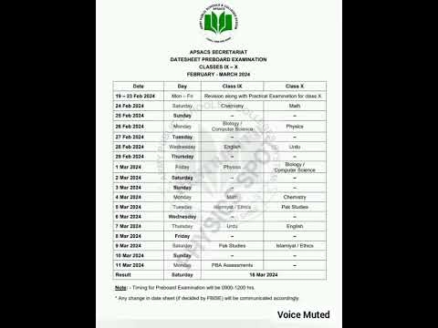 APS PREBOARD EXAMS DATE SHEET 2024 FOR CLASS 9 10 apsacs 