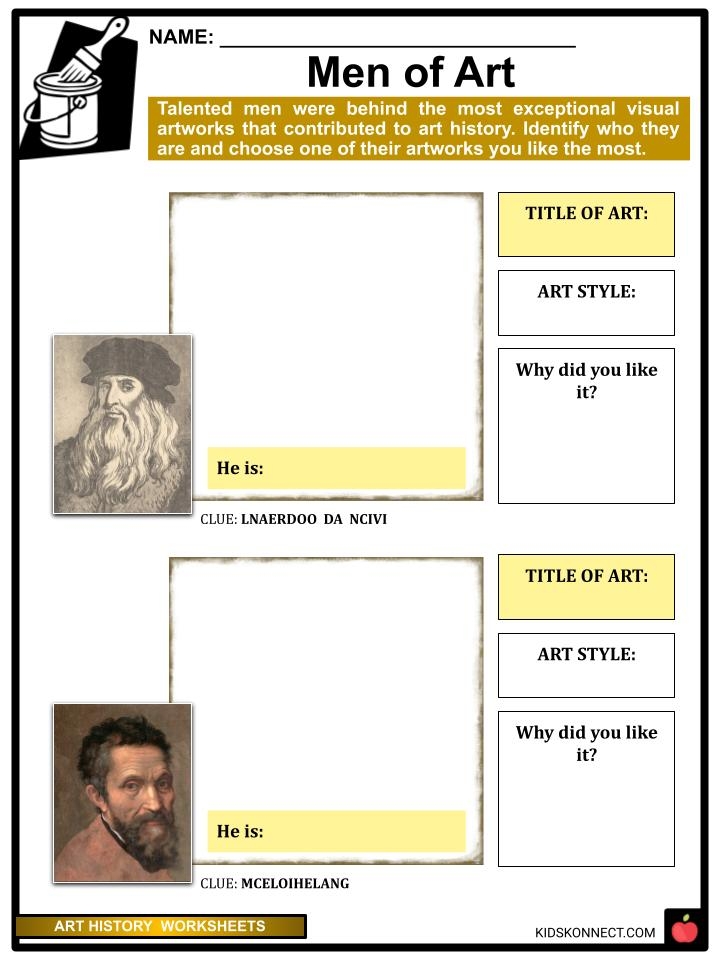Art History Worksheets Facts Ancient Modern Art Movements