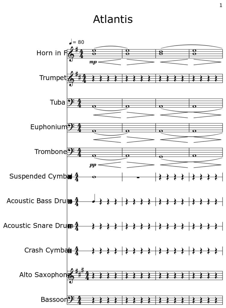 Atlantis Sheet Music For Horn In F Trumpet Tuba Euphonium 