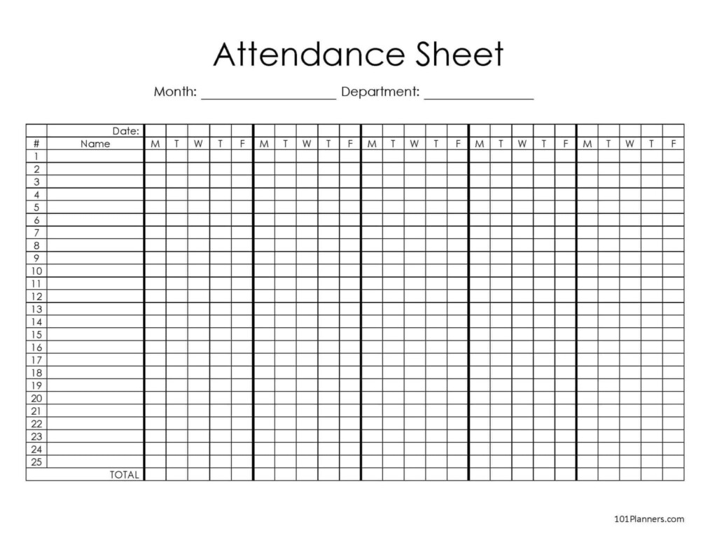 Attendance Sheet Word Template