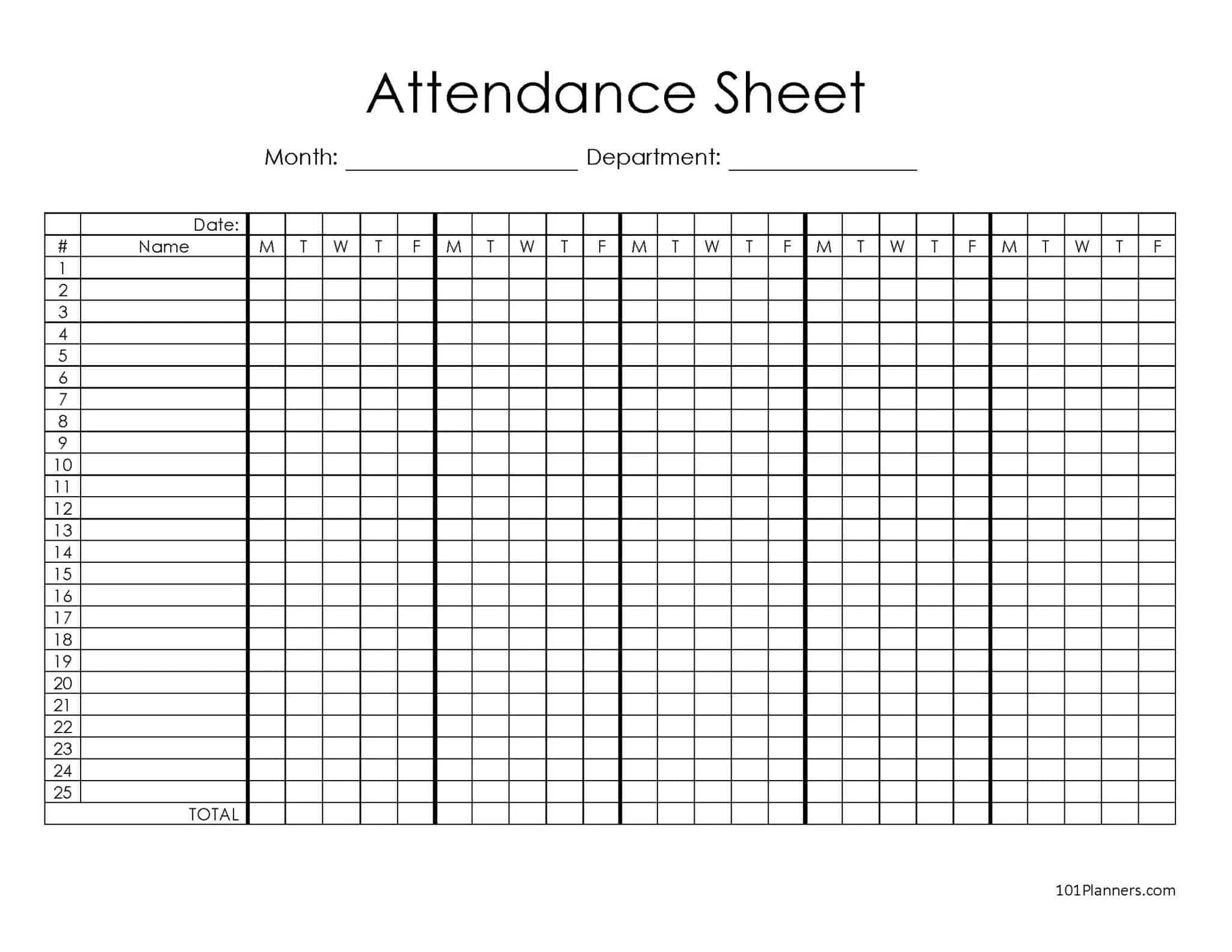 Attendance Sheet Word Template