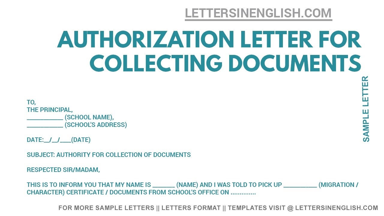 Authorization Letter For Collecting Documents Authorization Letter