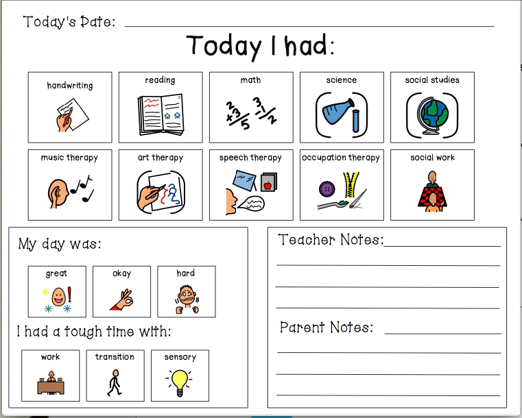 Autism Special Education Daily Communication Log Template Get What