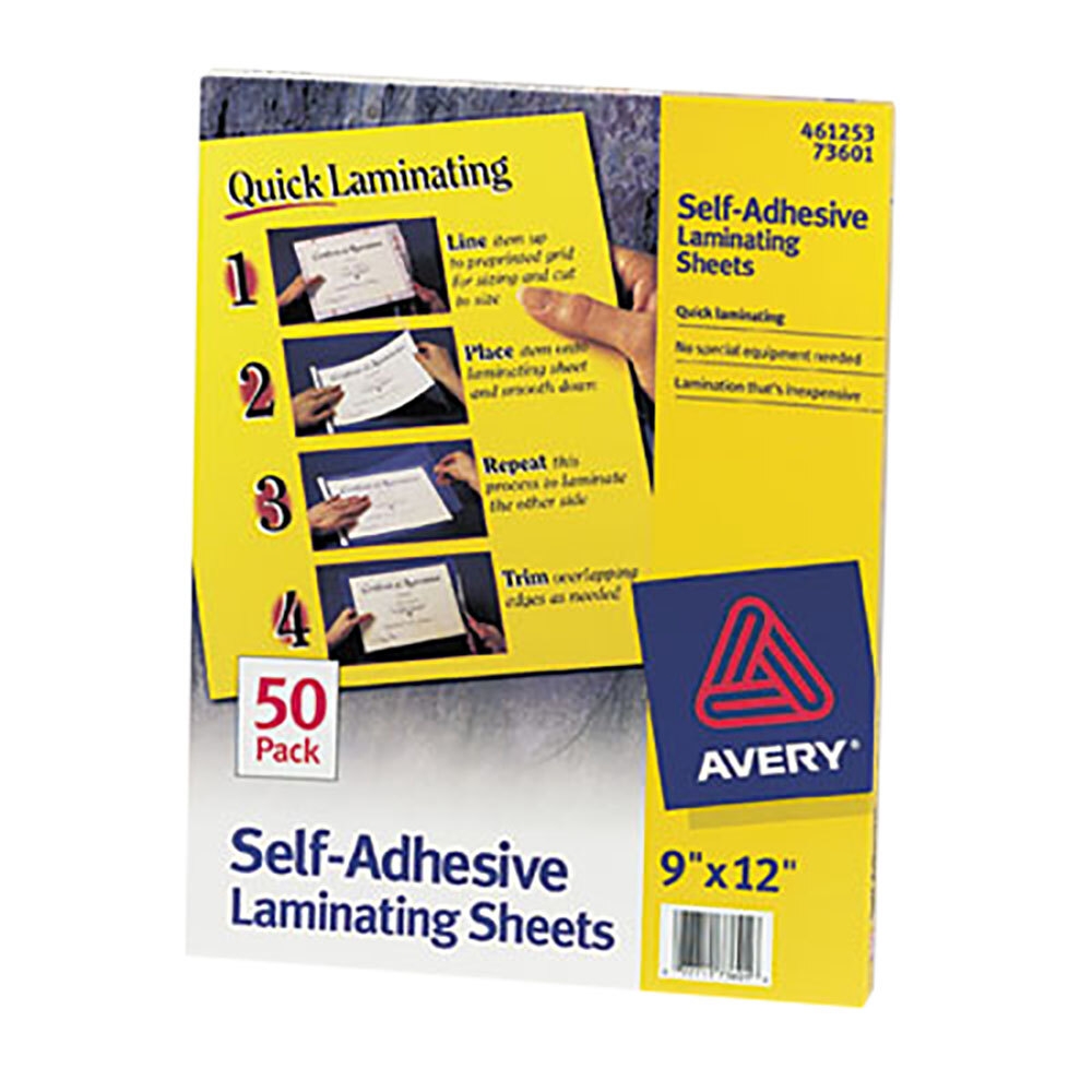 Avery 73601 9 quot X 12 quot Self Adhesive Laminating Sheets 50 Box
