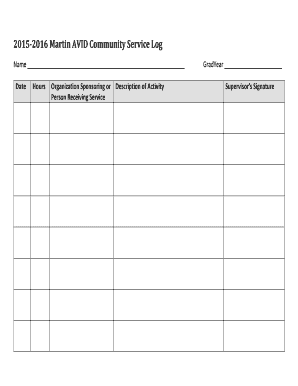 Avid Community Service Log Fill And Sign Printable Template Online