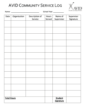 Avid Community Service Log Fill Online Printable Fillable Blank
