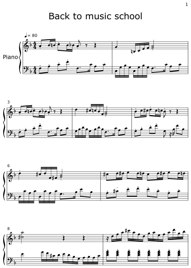 Back To Music School Sheet Music For Piano