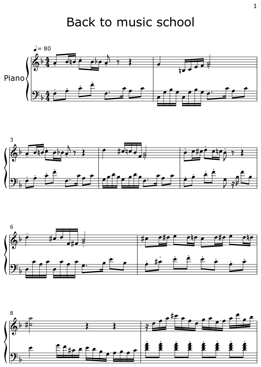 Back To Music School Sheet Music For Piano