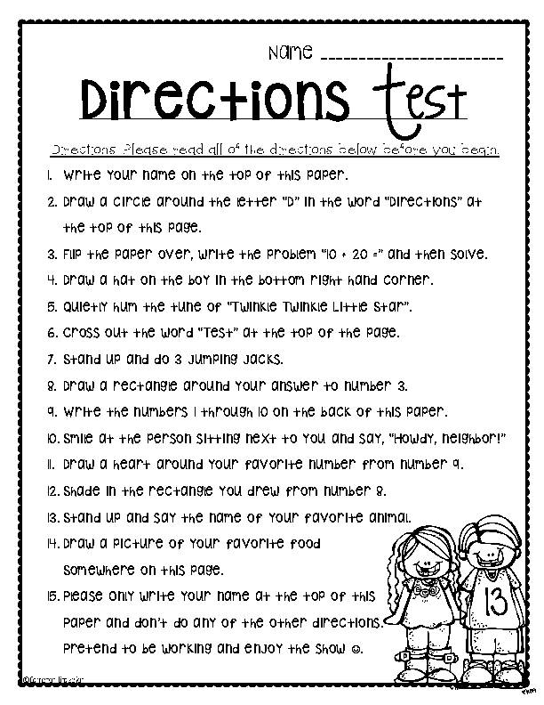 Back To School Activity April Fool 39 s Day Following Directions Test 