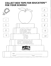Back To School Box Tops Collection Sheet PTO Today