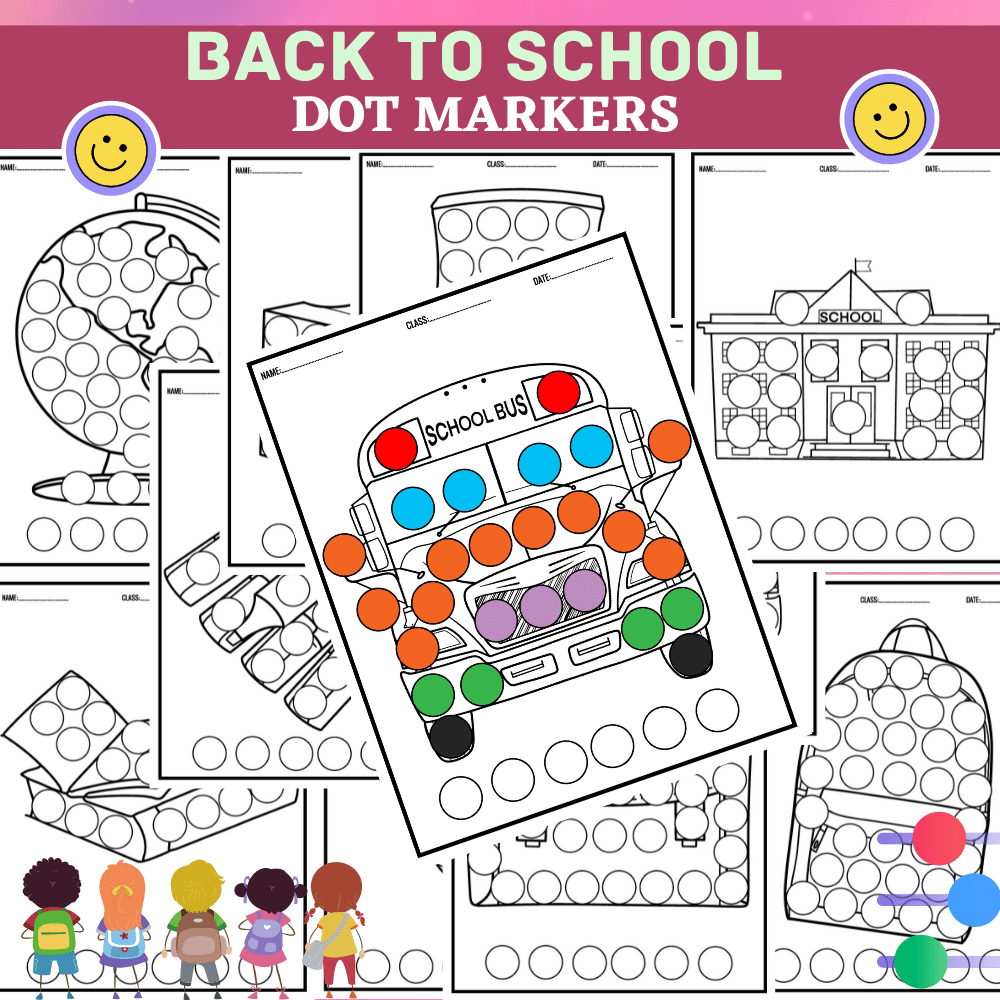 Back To School Coloring Pages Dot Markers Bingo Daubers For Kids 