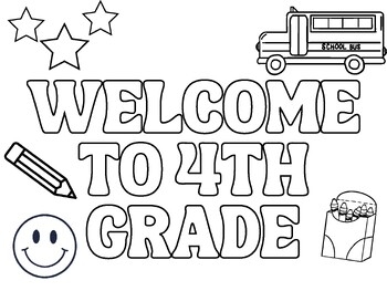 Back To School Coloring Sheet 4th Grade By A11yteachess TPT