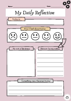 Back to School Daily Reflection Colorful Worksheets By Teachskills