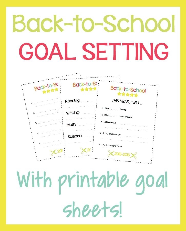 Back to School Goal Setting Printables For Kids