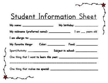 Back To School Information Sheets For Parents And Students By Moments 